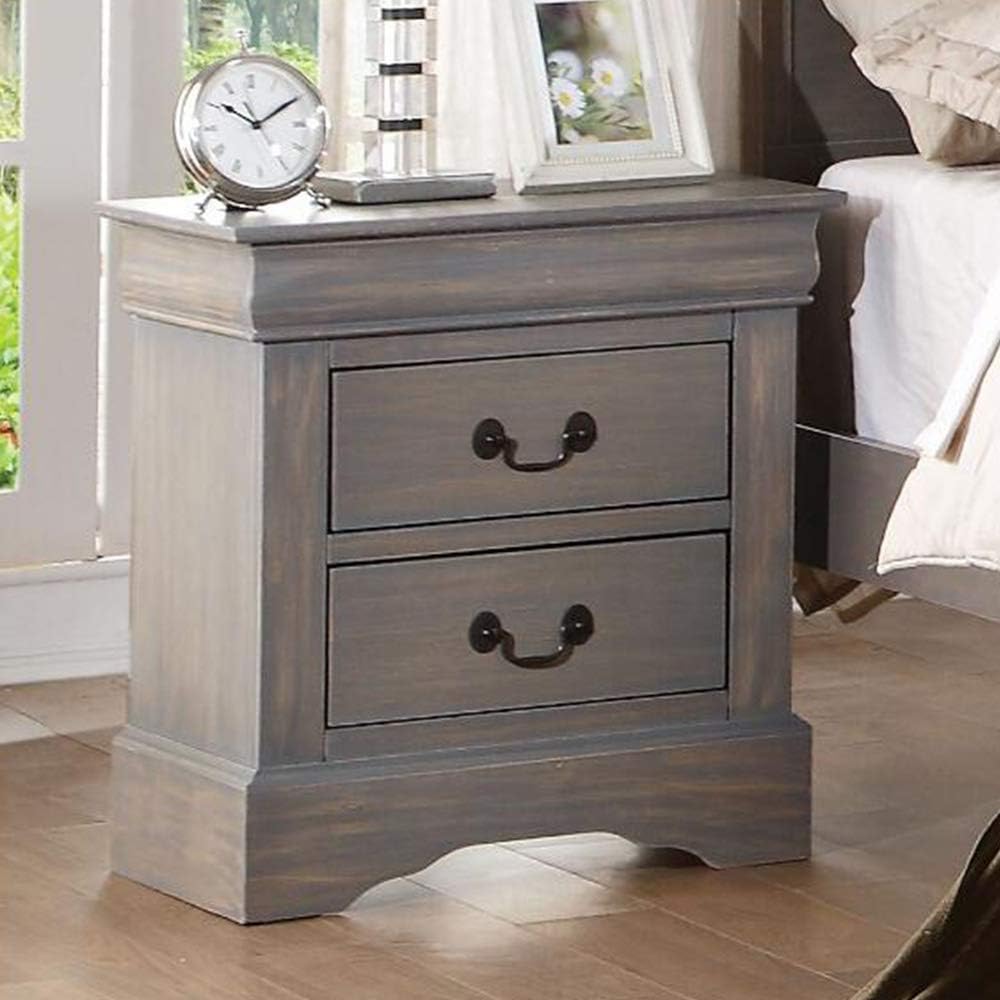 White 2 Drawers Wooden Nightstand L149