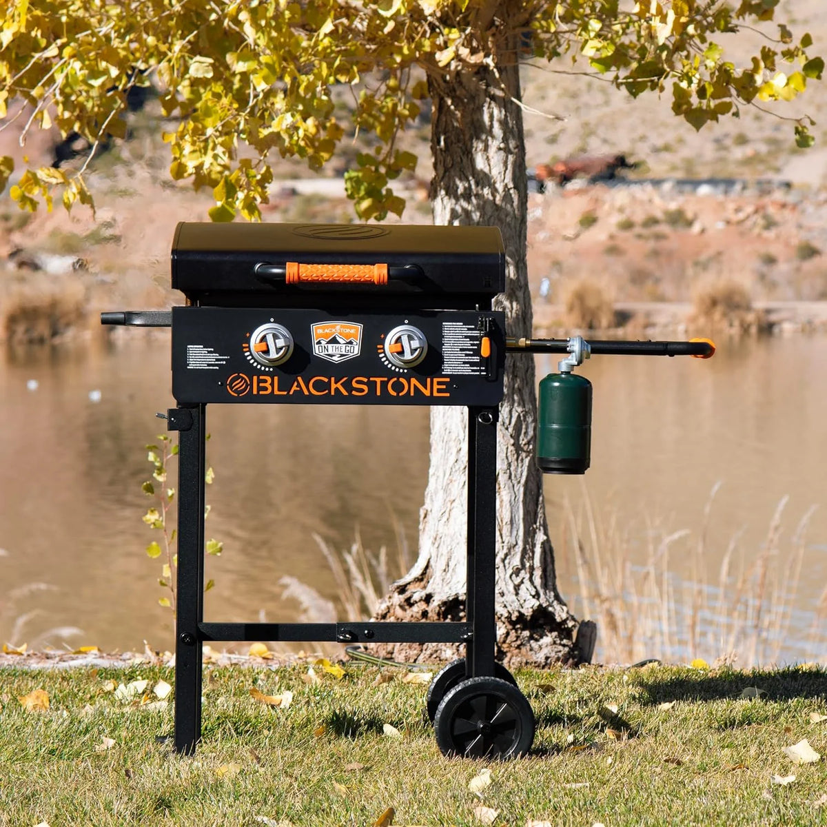 22 inch Propane Flat Top Gas Grill with Hood and Stand J749076