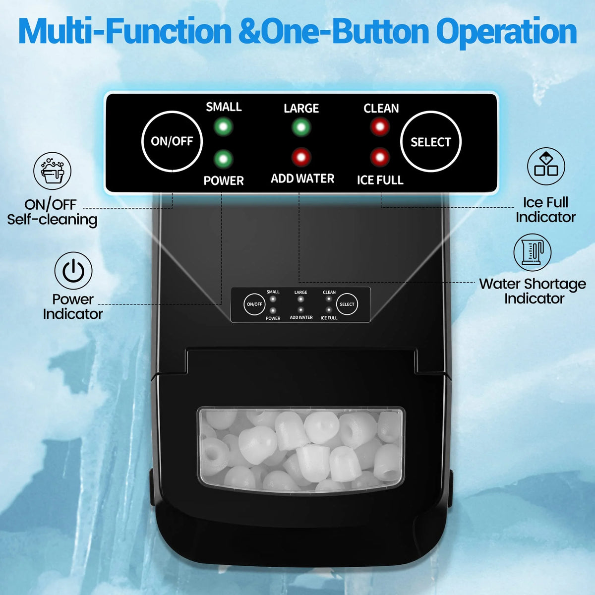 Portable Countertop Ice Maker with Ice Scoop and Basket Z53636