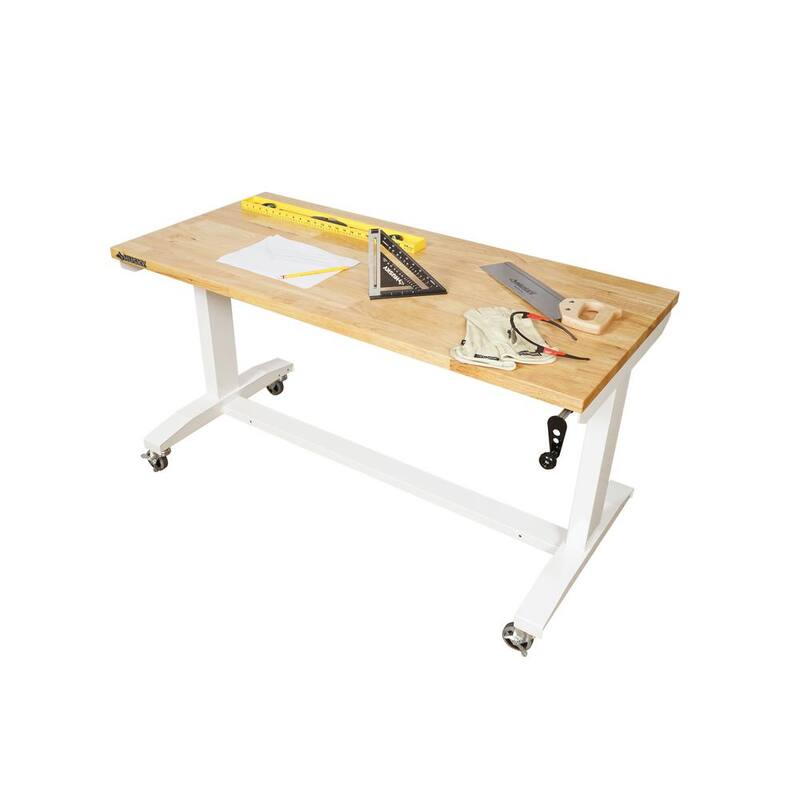 Adjustable Height Work Table in White T886229