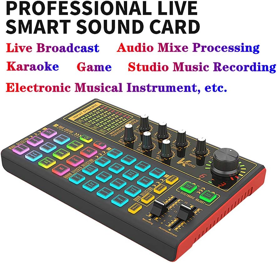 Professional Audio Mixer Sound Card with DJ Mixer Effects, Voice Changer and LED Light, Pack of 2 P61880