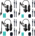 4-Pack XLR Condenser Microphone Bundle with Cardioid Mics, Desk Mount Stands, Shock Mounts, Pop Filters, and Audio Cables H886679