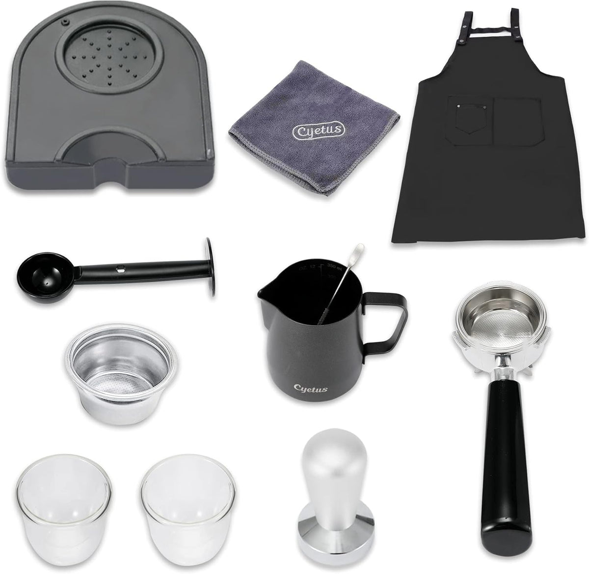 Black Espresso Machine with Milk Steam Frother Wand U76622