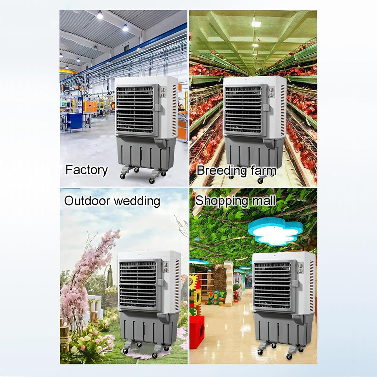 Commercial Evaporative Air Cooler Fan, 3-in-1 Swamp Cooler with 120L Water Tank, 3 Speeds U17836