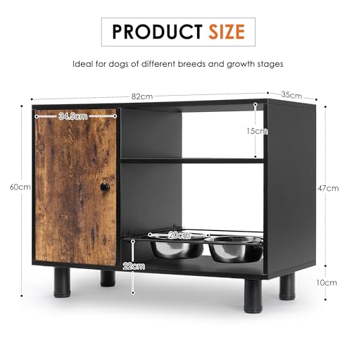 Large Pet Feeder Station with Stainless Steel Double Pull Out Raised Dog Bowls S762