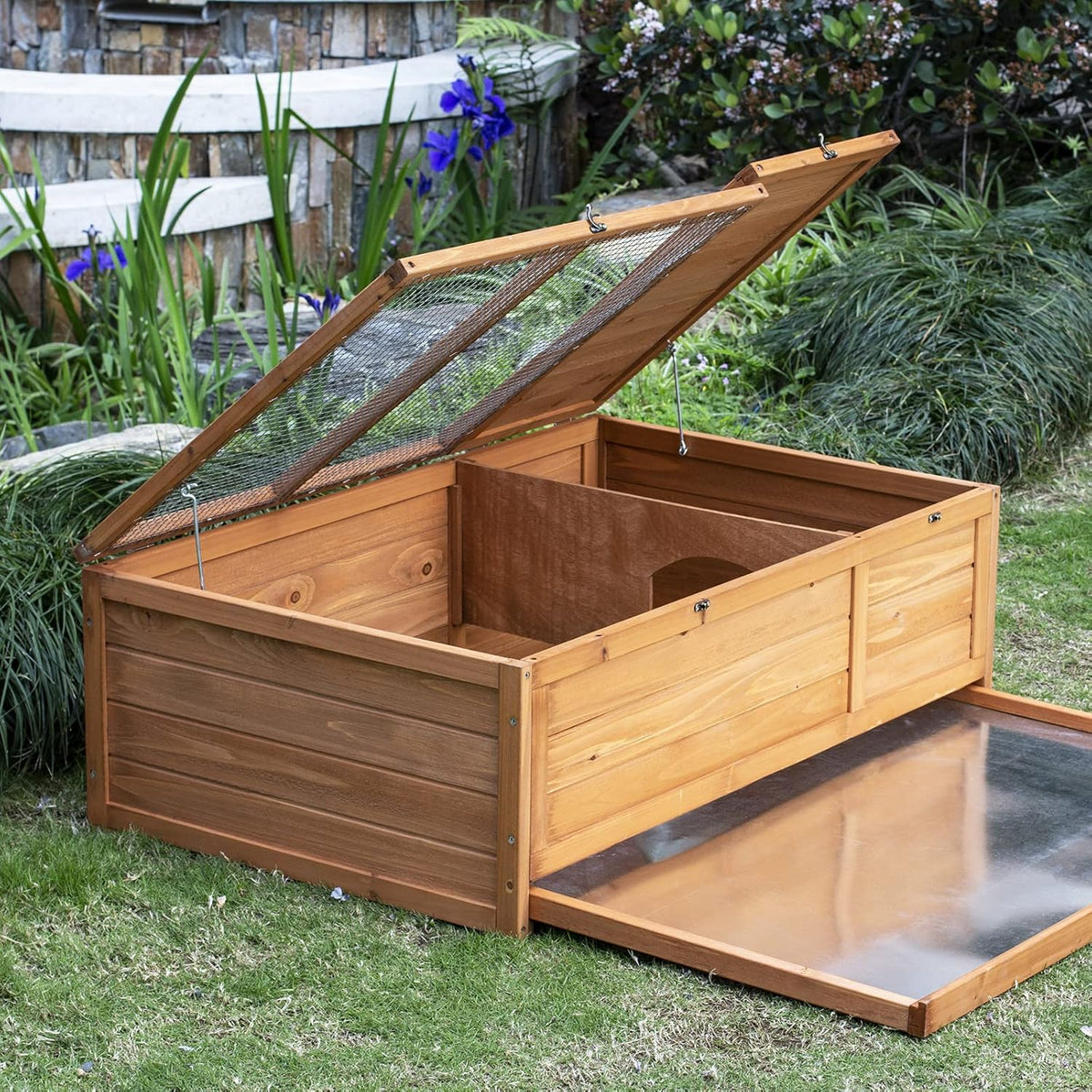 Wooden Tortoise House Large Tortoise Habitat Enclosure Cage with Removable Bottom X371439