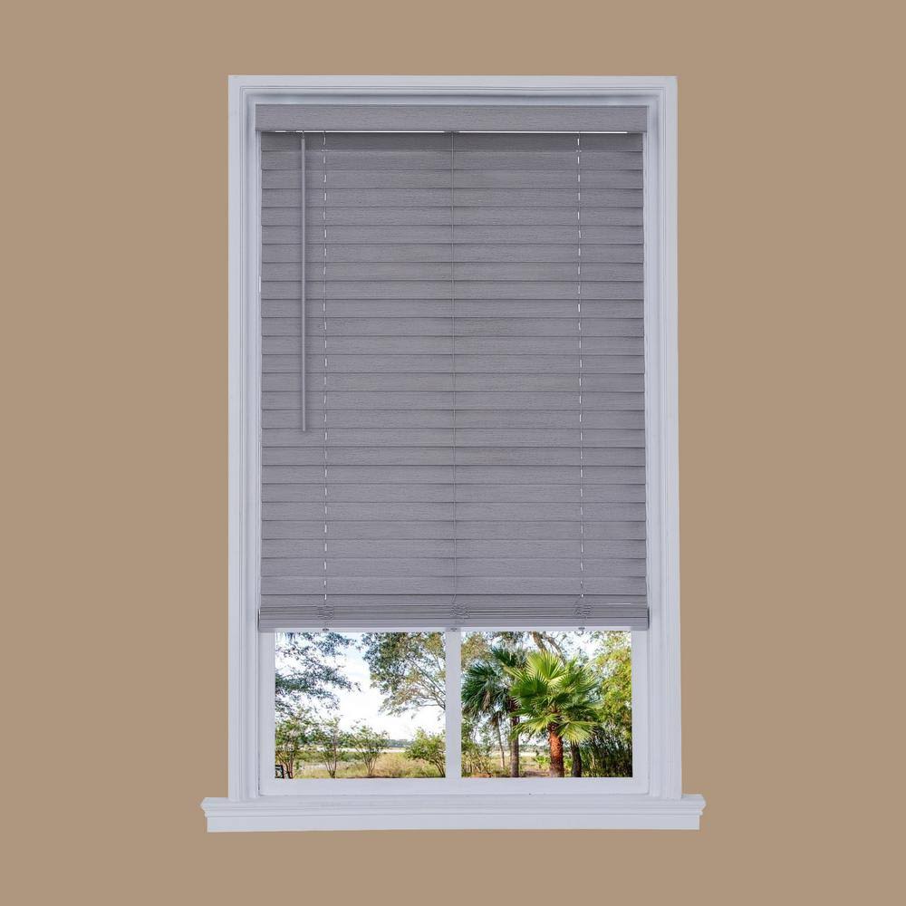 Cordless Gray Faux Wood Room Darkening Horizontal Blinds H13570