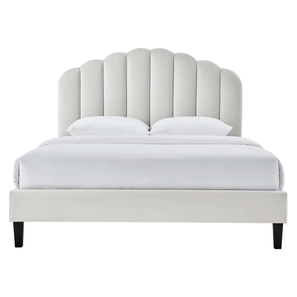 Queen Size Grey Velvet Platform Bed Frame M180