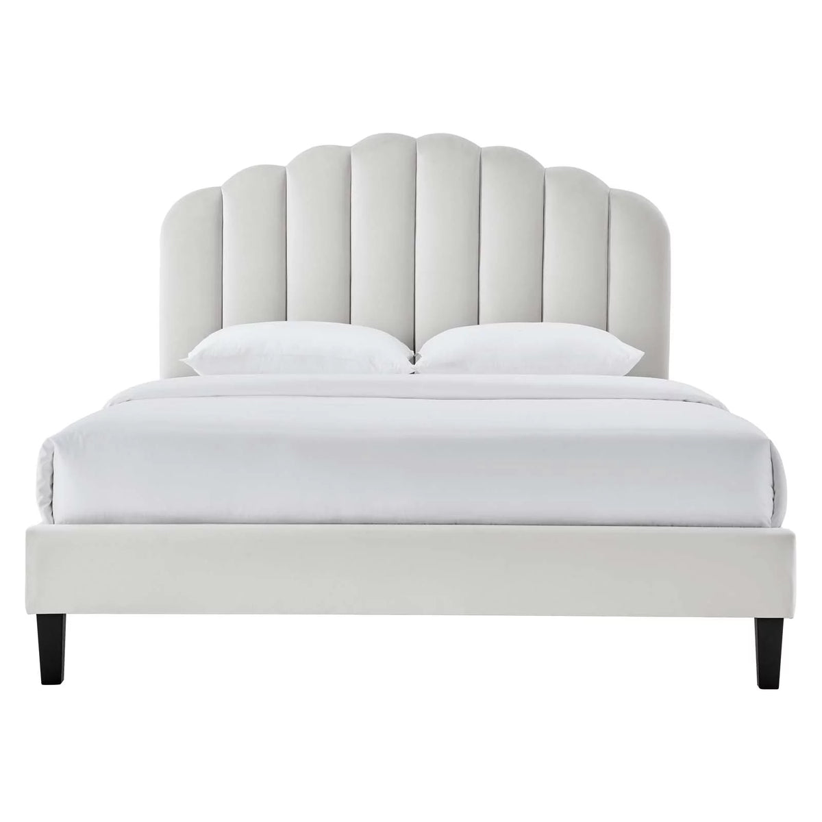 Queen Size Grey Velvet Platform Bed Frame M180