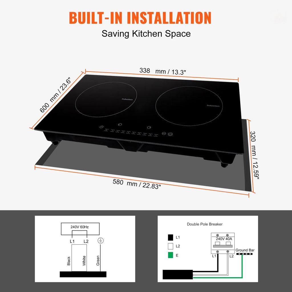 2 Burners Ceramic Glass Electric Cooktop U55569