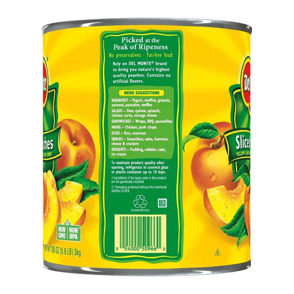 Lite Sliced Peaches In Extra Light Syrup 105 Ounce E265