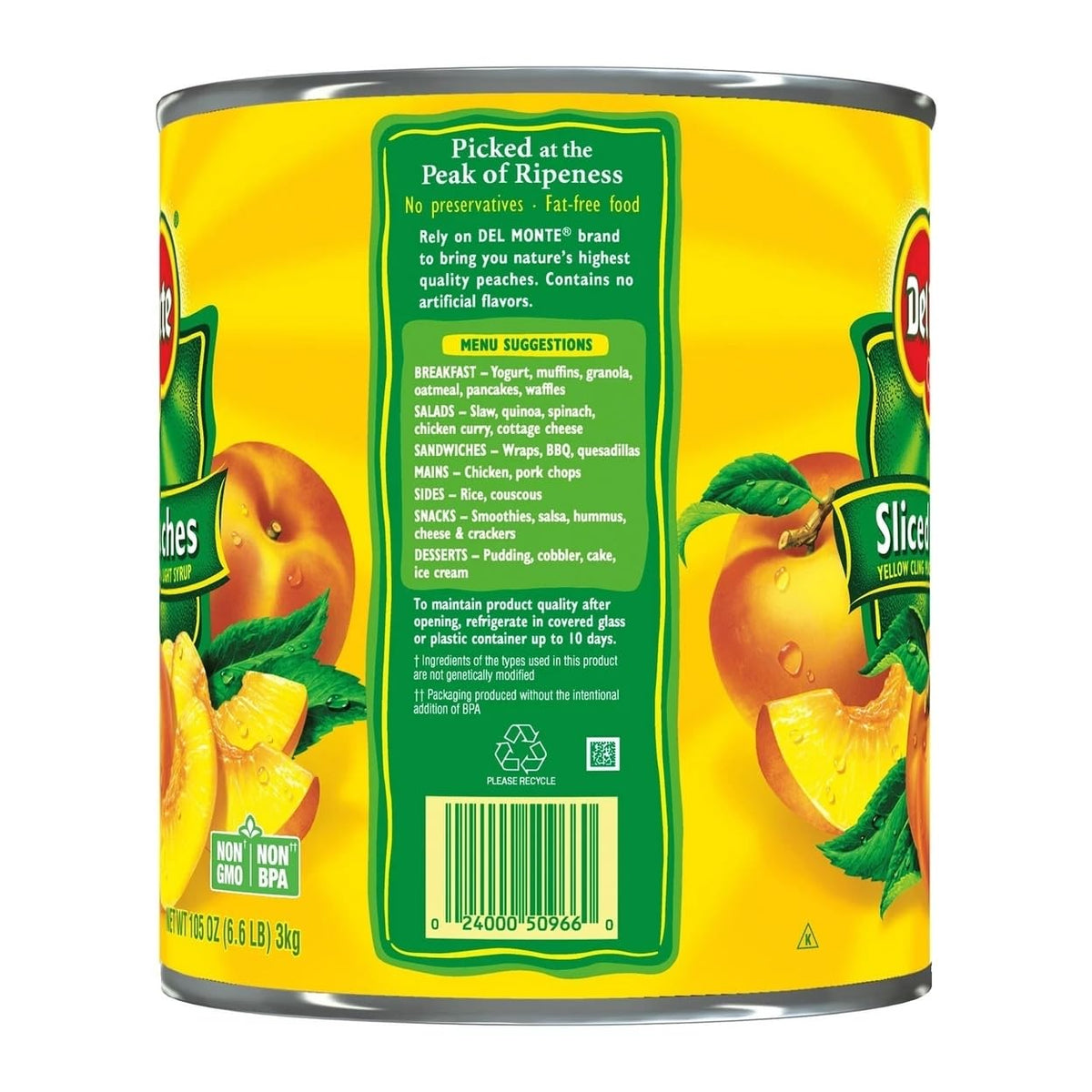 Lite Sliced Peaches In Extra Light Syrup 105 Ounce E265