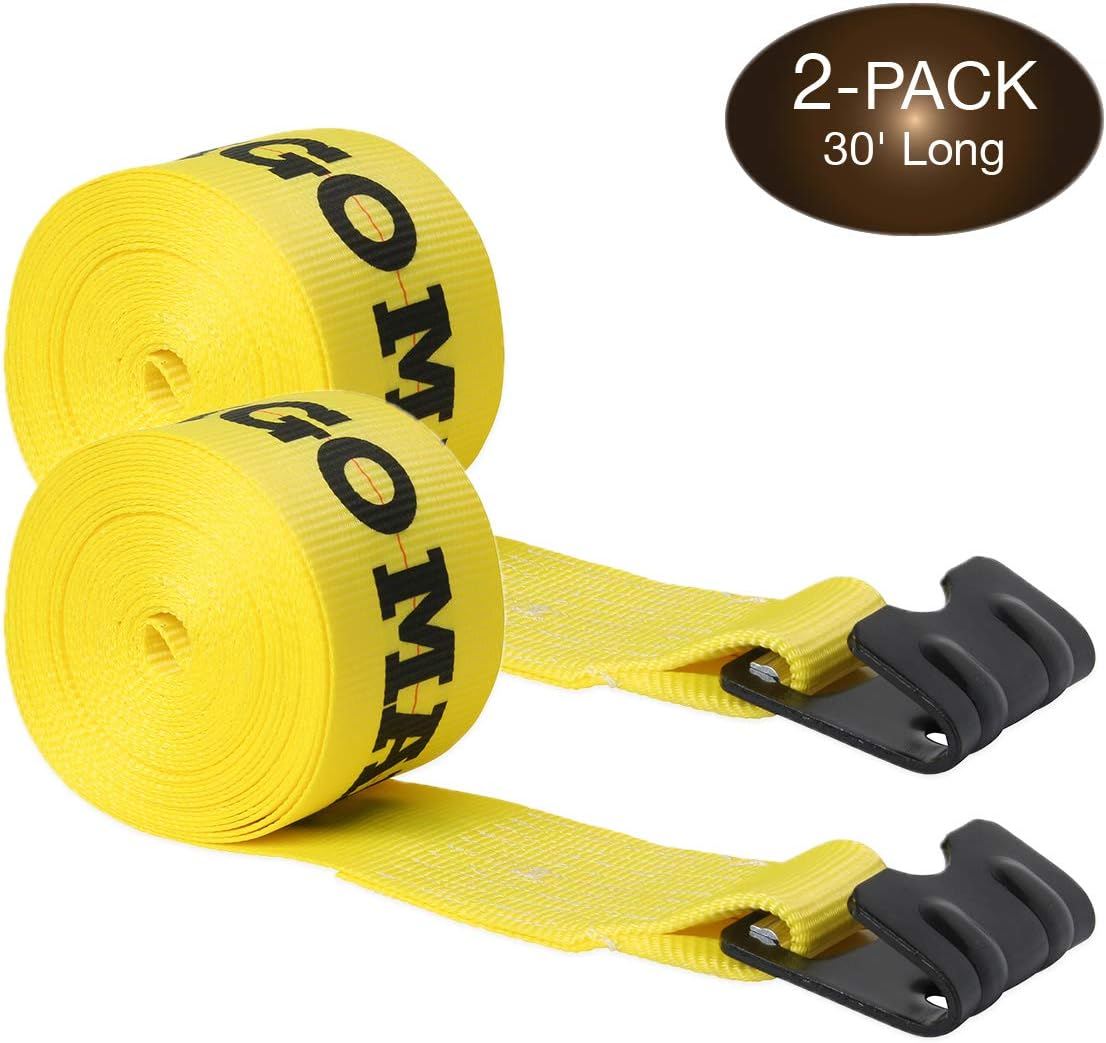 10 Winch Straps, 4 x30' Flatbed Trailer Tie Downs with Flat Hooks L6710