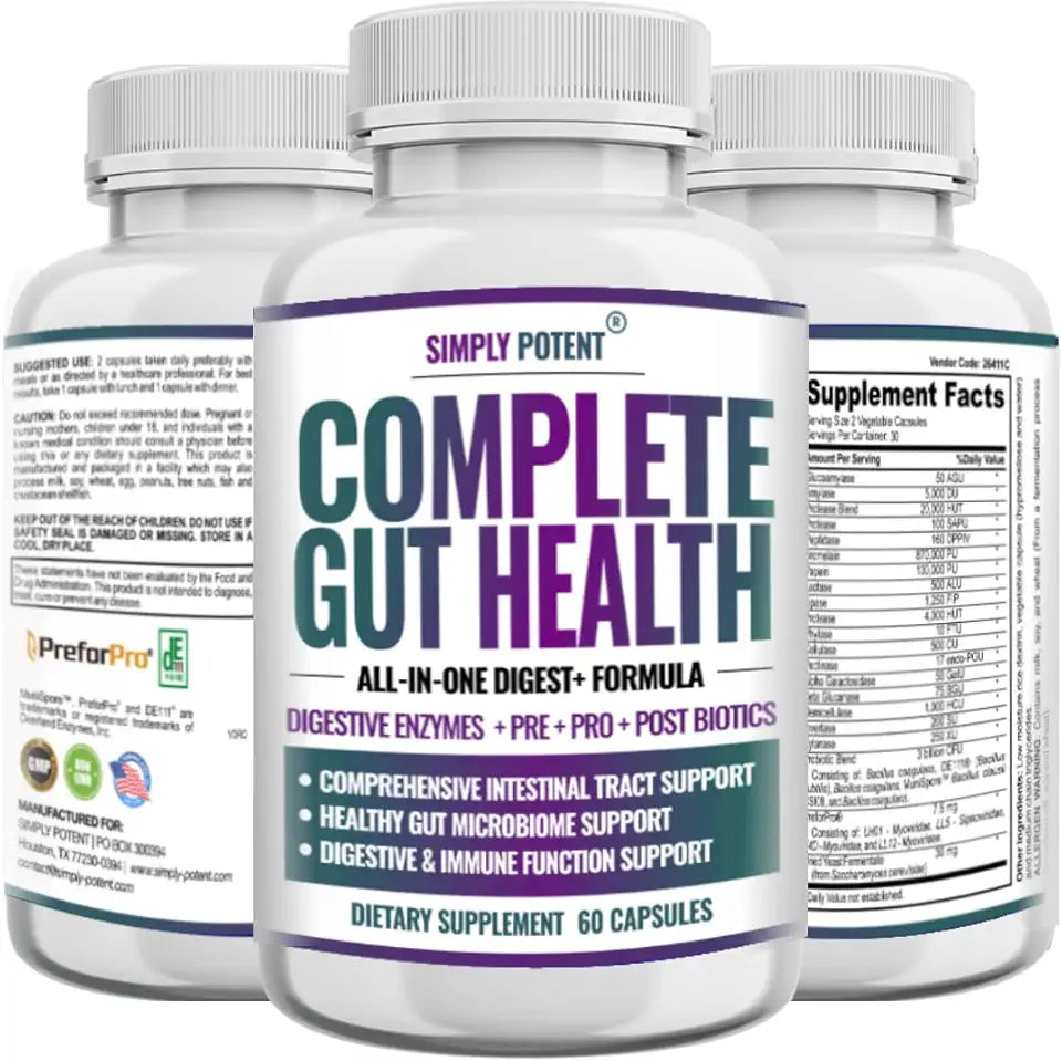 60 Capsules Digestive Enzymes Prebiotic Probiotic Post Biotic Gut Health S202015