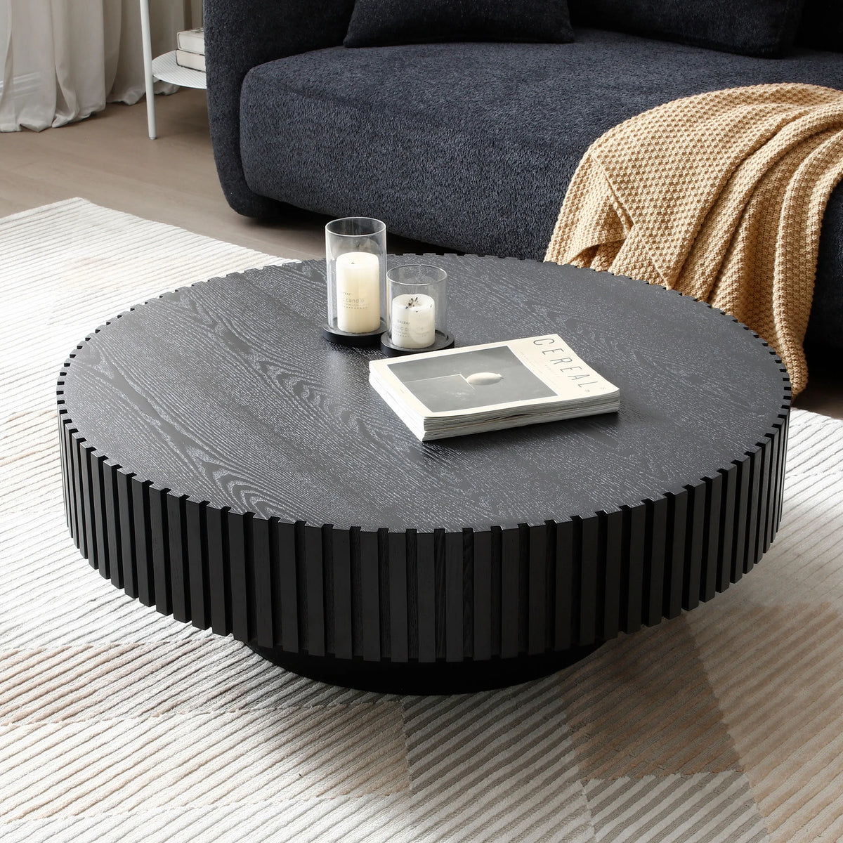 Black MDF Drum Coffee Table D182221