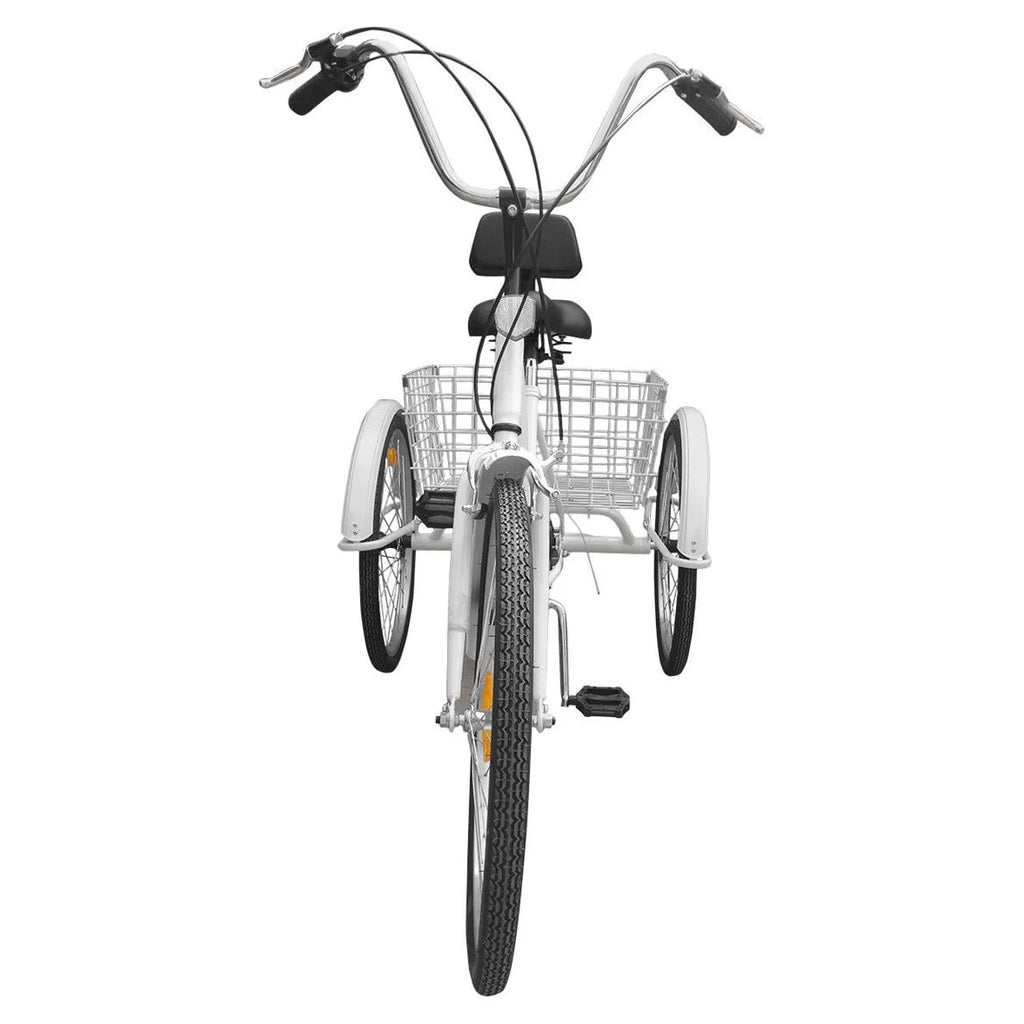 24" 7-Speed 3-Wheel Tricycle with Basket White X6547