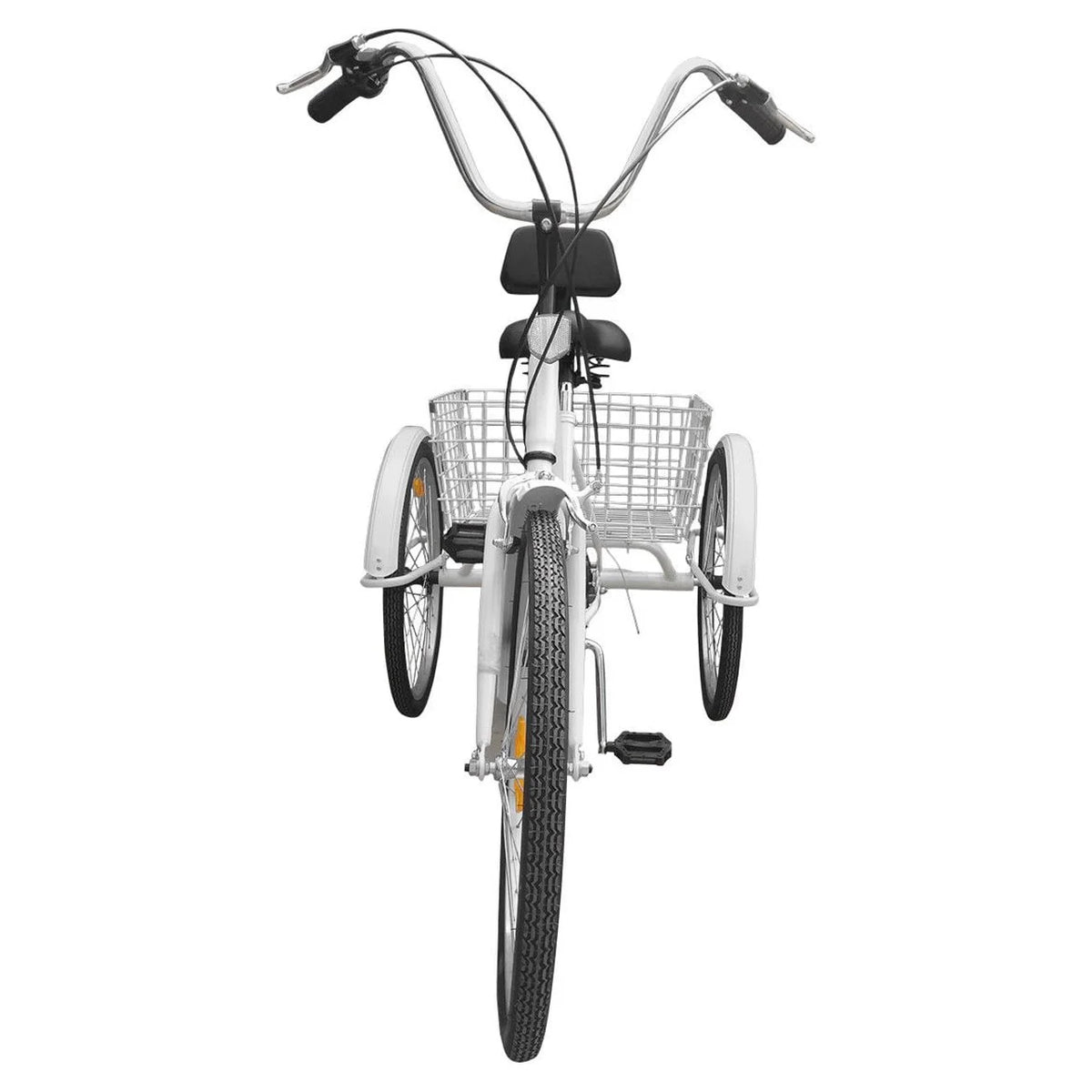 24" 7-Speed 3-Wheel Tricycle with Basket White X6547