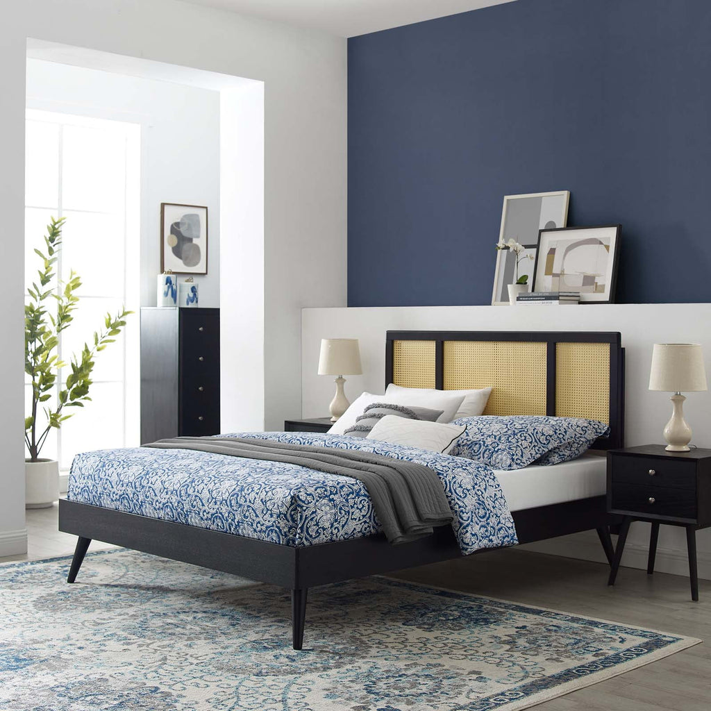 Queen Size Black Wood Platform Bed Frame N865