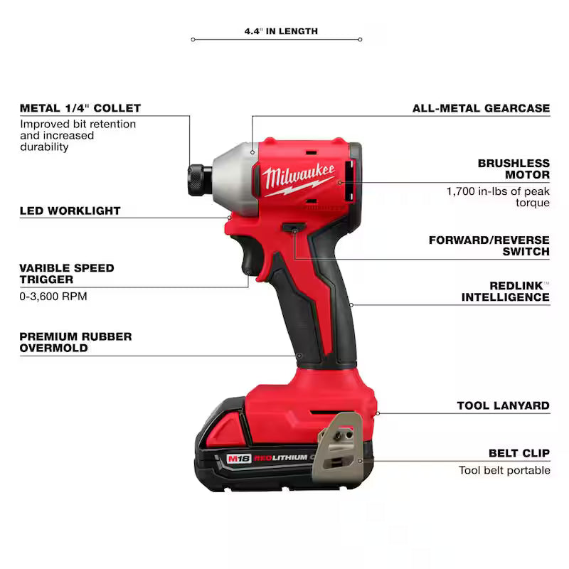 18-Volt Lithium-Ion Brushless Cordless Compact Drill/Impact Combo Kit (2-Tool) with Batteries, Charger and Bag R84562