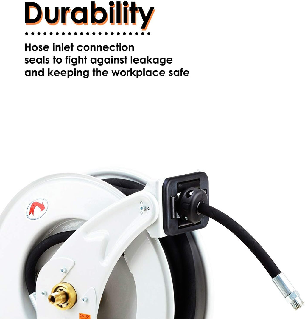 Retractable 1/2" x 50' Industrial Steel Hose Reel W479