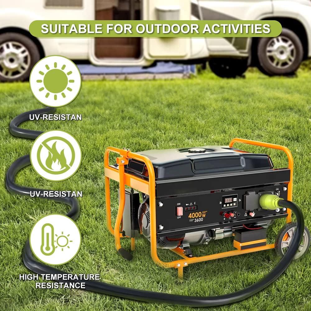 4 Prong 30 Amp Generator Extension Cord, NEMA L14-30P/L14-30R, 10 Gauge SJTW, Twist Lock Plug, 125/250V, 7500W (40FT) B4690