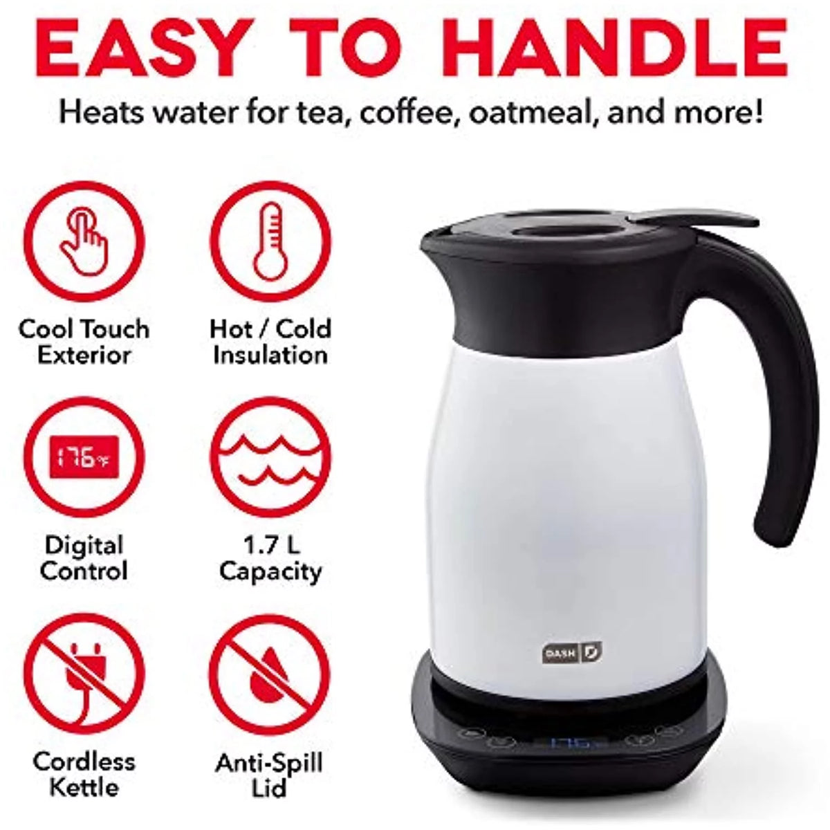 1.7L Insulated Electric Kettle White D33307
