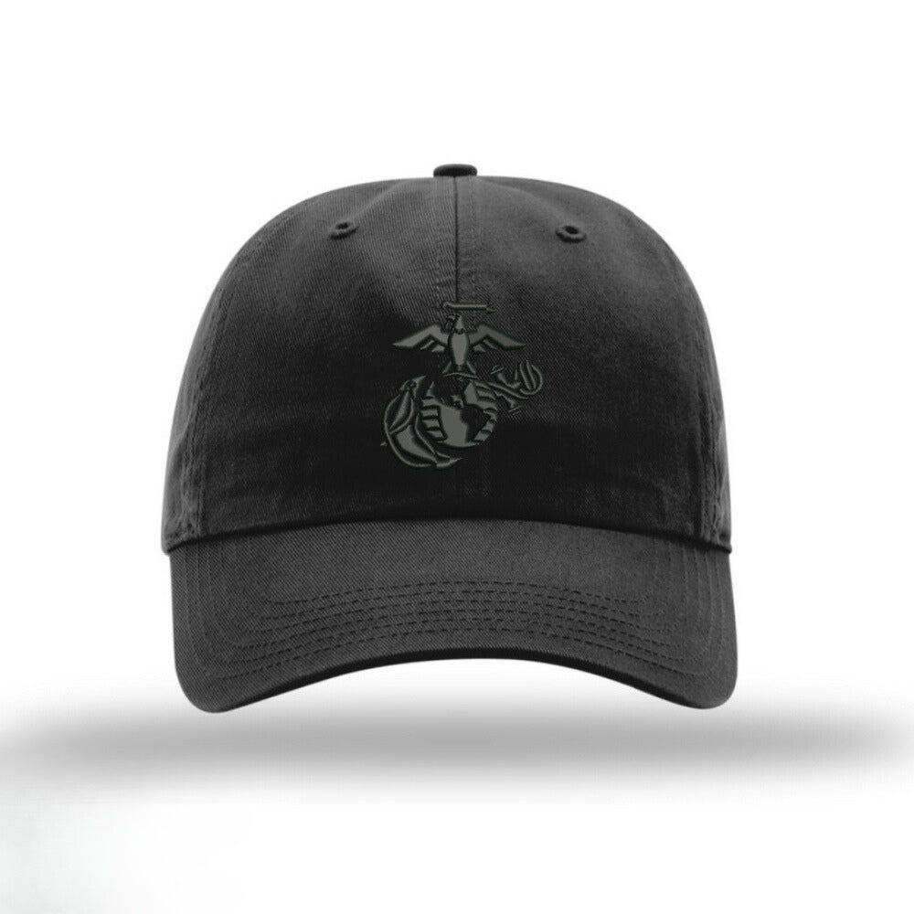 Black Unstructured USMC Hat with 3D Embroidery N17314