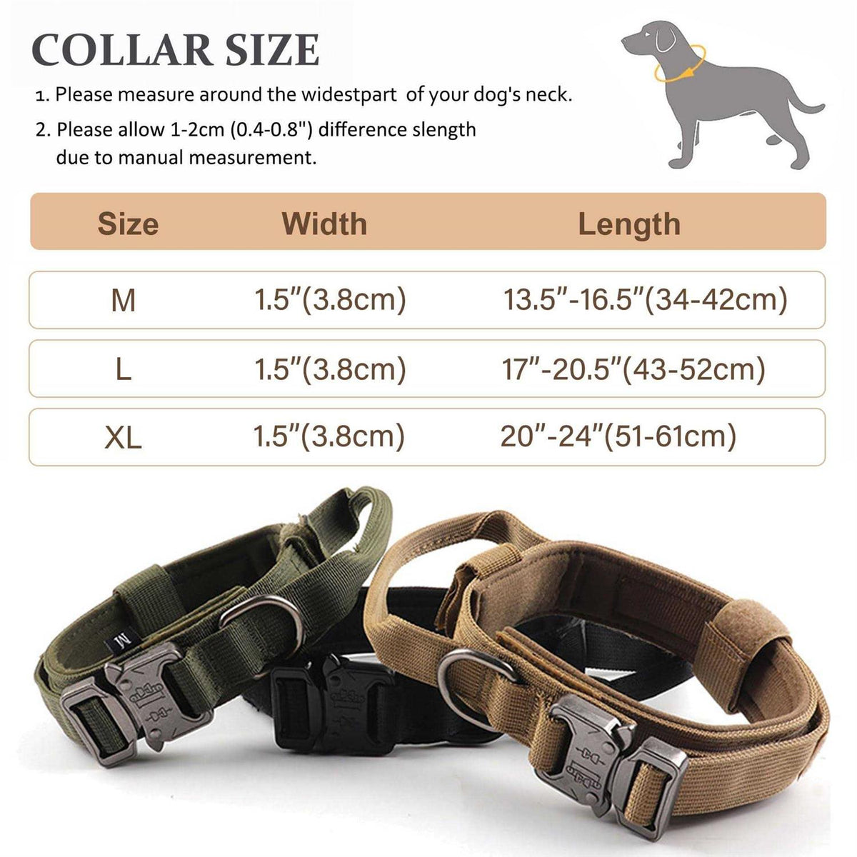 Adjustable Nylon Tactical Dog Collar with Control Handle E86657