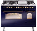48 Dual Fuel Natural Gas Range in Blue with Bronze Trim M738