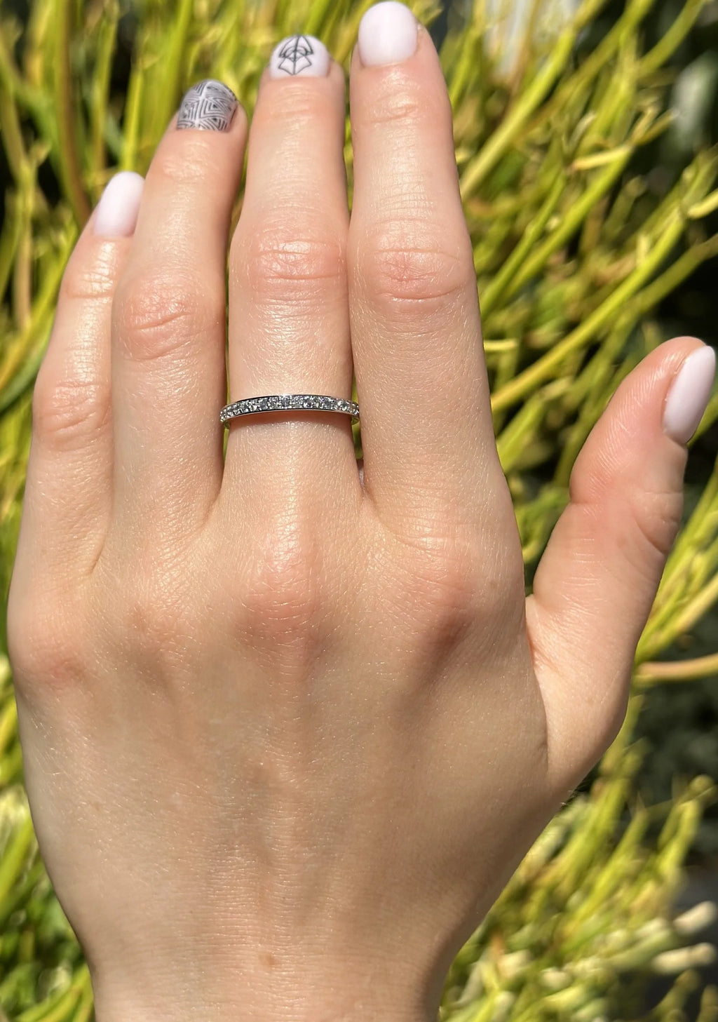 14K Rose Gold Half Eternity Band 0.12ct Natural Diamond Aquamarine O5044
