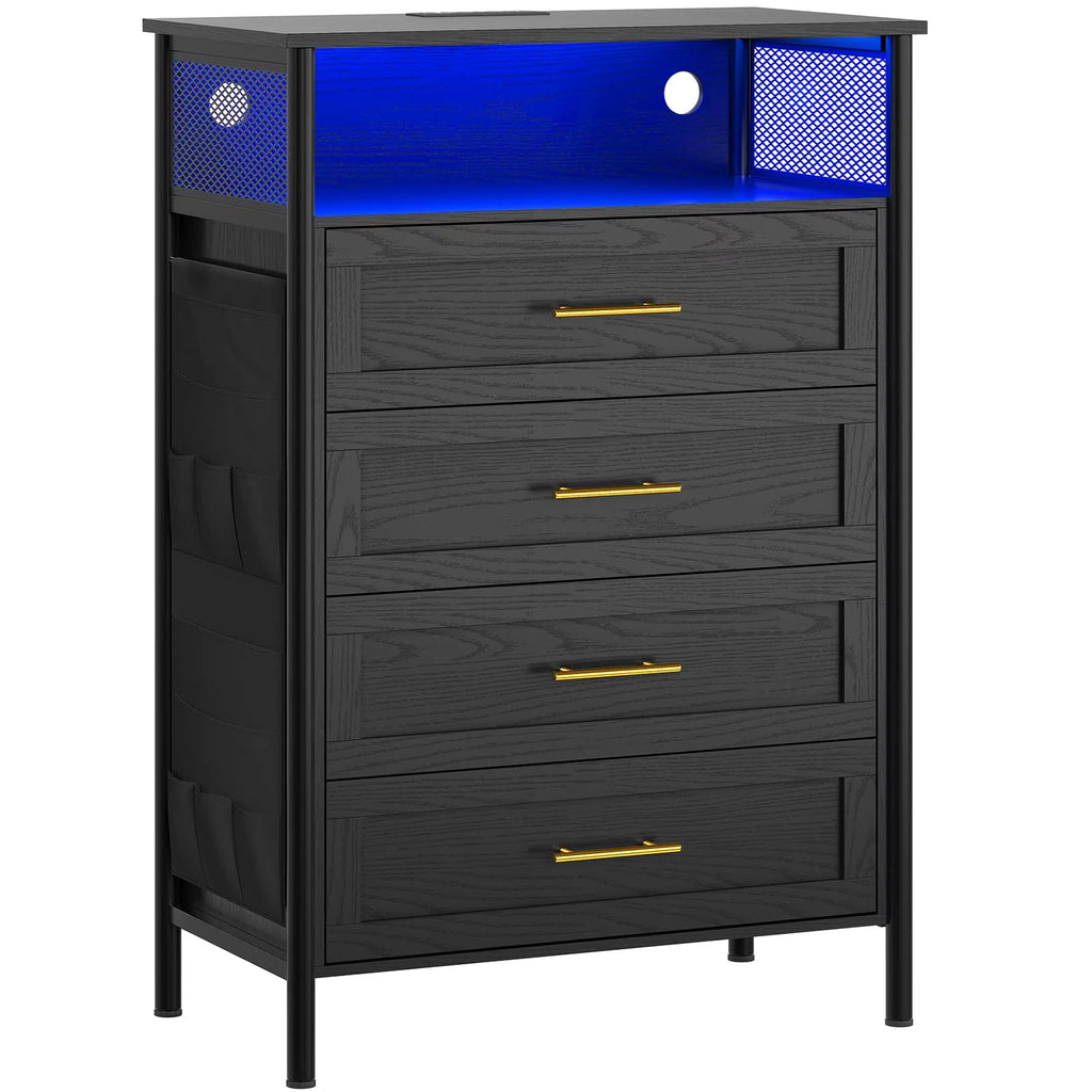 Black 4 Drawer Dresser with Charging Station W795954
