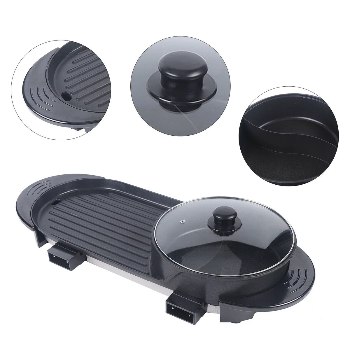 2 in 1 Electric Hot Pot Barbecue Grill Non-Stick Pan Y690
