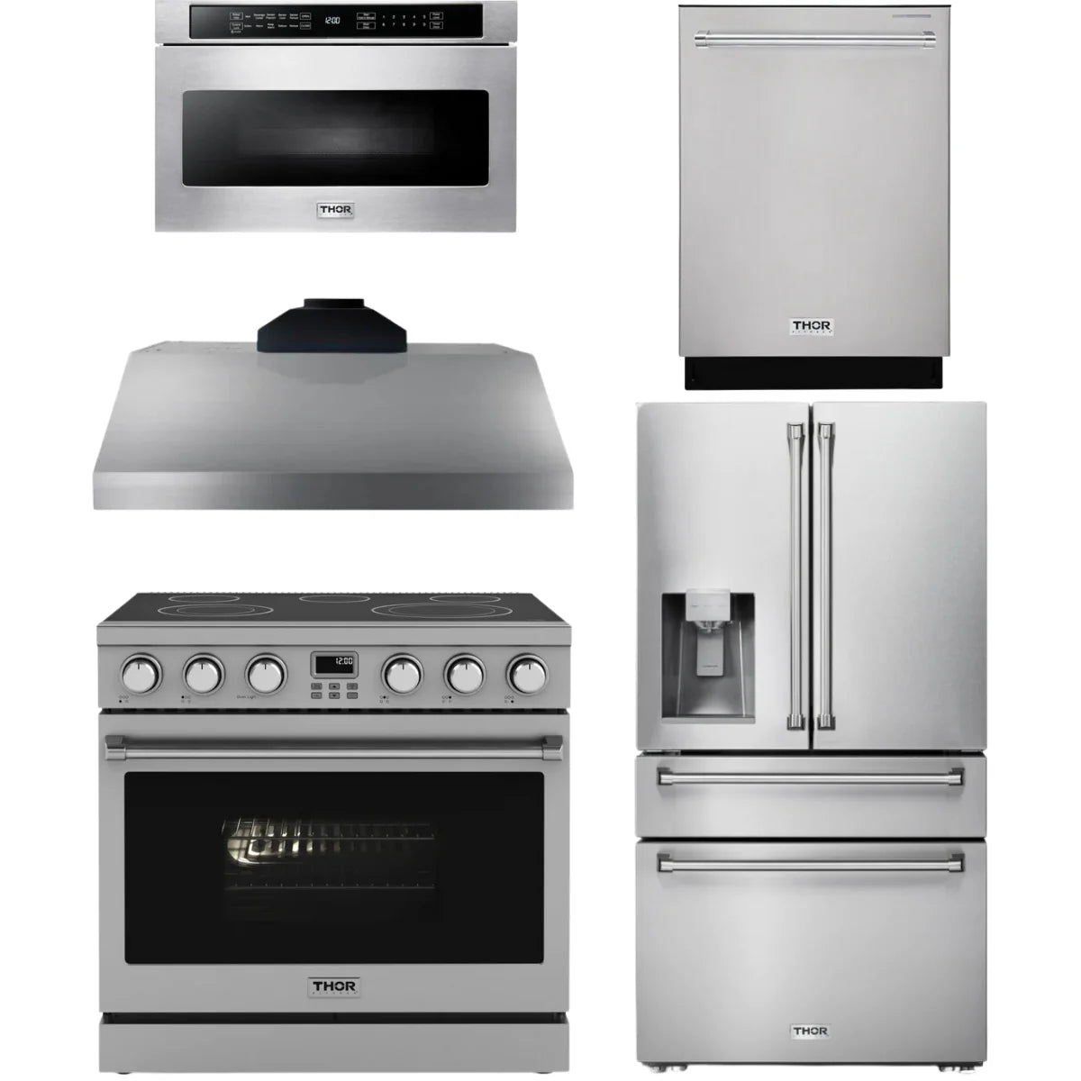 Electric Range, Range Hood, Refrigerator, Dishwasher and Microwave F180031