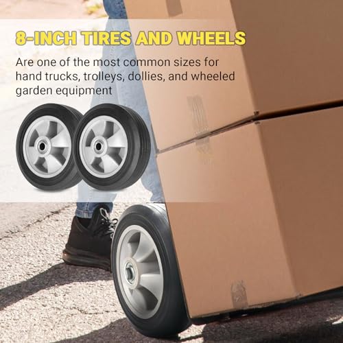 8" x 2" Flat Free Solid Rubber Tire and Wheel with 2" Offset Hub E700823