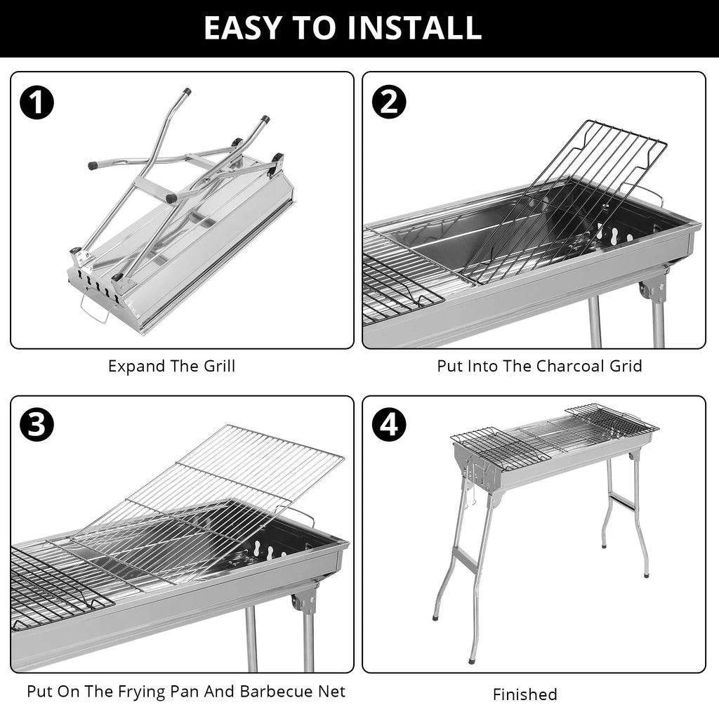 28'' Stainless Steel Charcoal BBQ Grill O48659