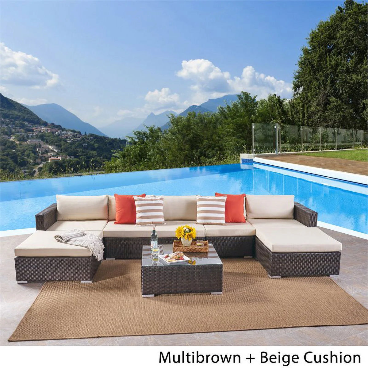 Wicker Sectional Sofa Set with Cushions Y337201