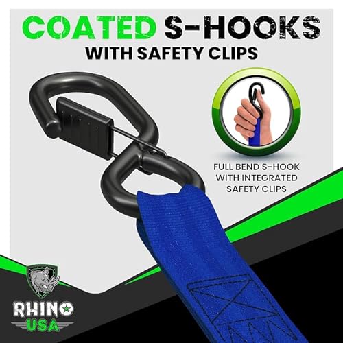 Retractable Ratchet Straps 4-Pack 1 Inch x 10 Feet Black F812683
