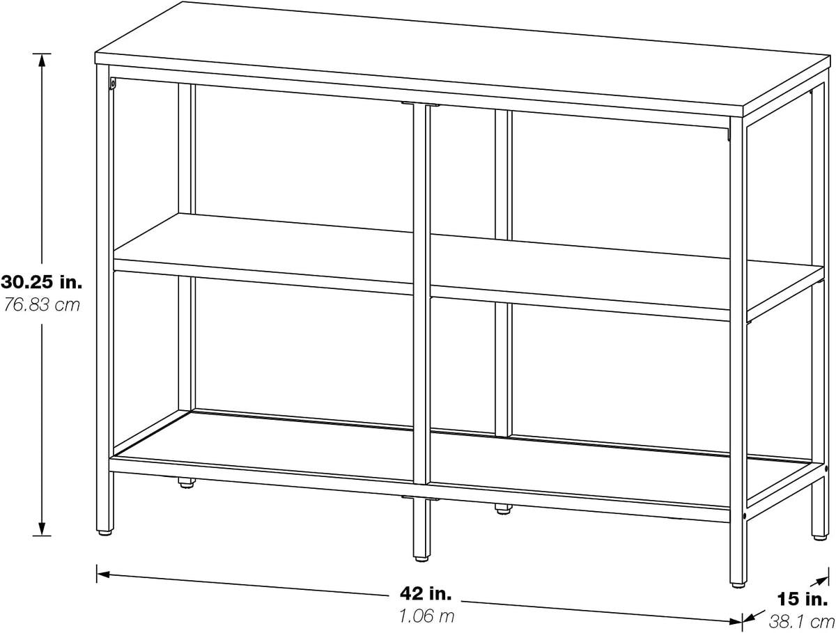 White 3 Shelf Bookcase and Credenza W3429