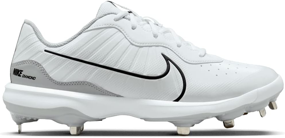 White Gray Size 8 Medium Baseball Cleats O9468