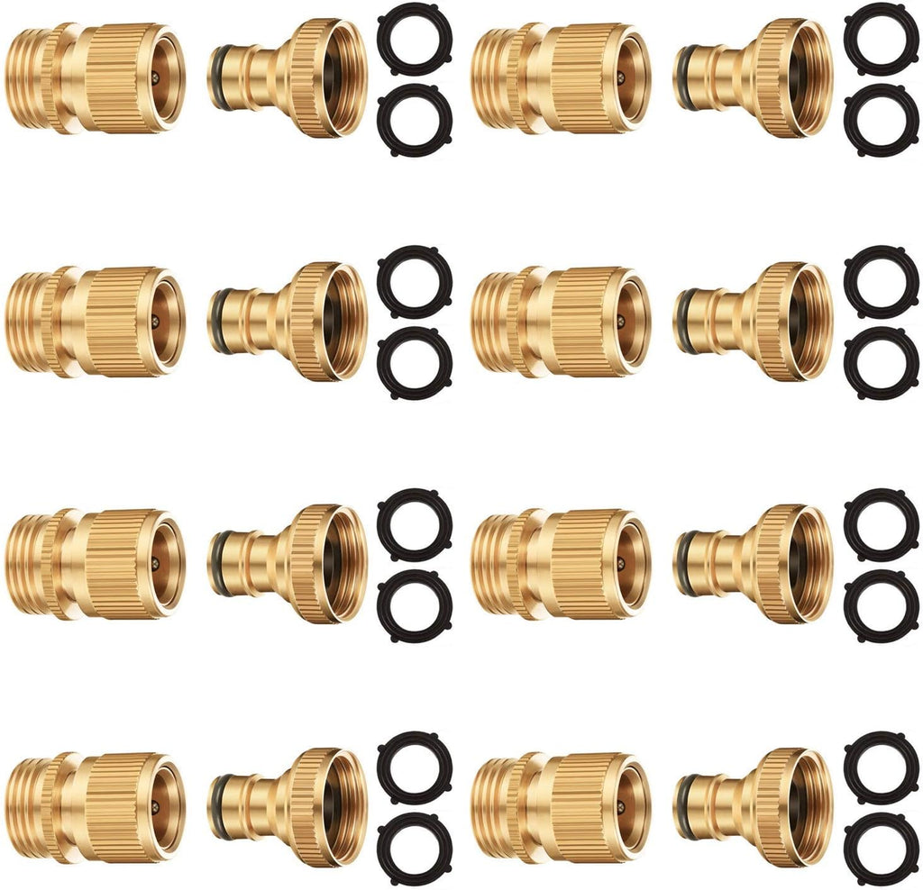 Solid Brass 3/4 inch GHT Garden Hose Quick Connector Set, Pack of 2 D7459