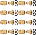 Solid Brass 3/4 inch GHT Garden Hose Quick Connector Set, Pack of 2 D7459