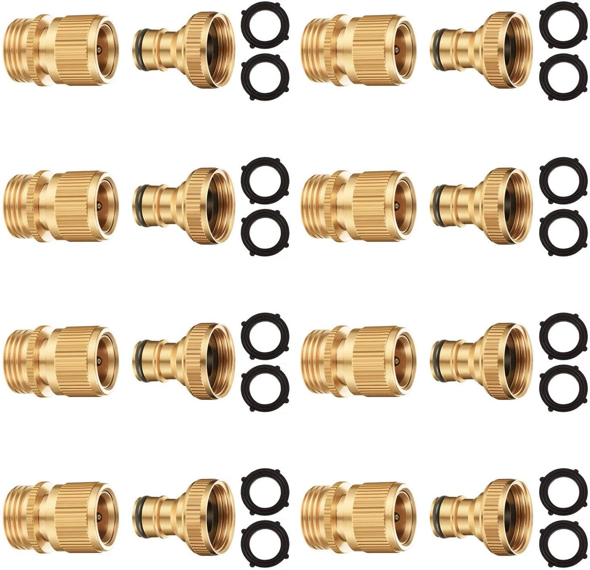 Solid Brass 3/4 inch GHT Garden Hose Quick Connector Set, Pack of 2 D7459