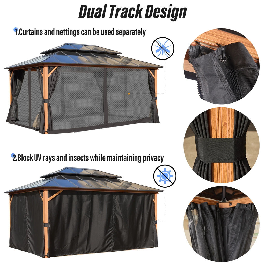 12'x 16' Hardtop Aluminum Gazebo with Double Polycarbonate Roof G884010