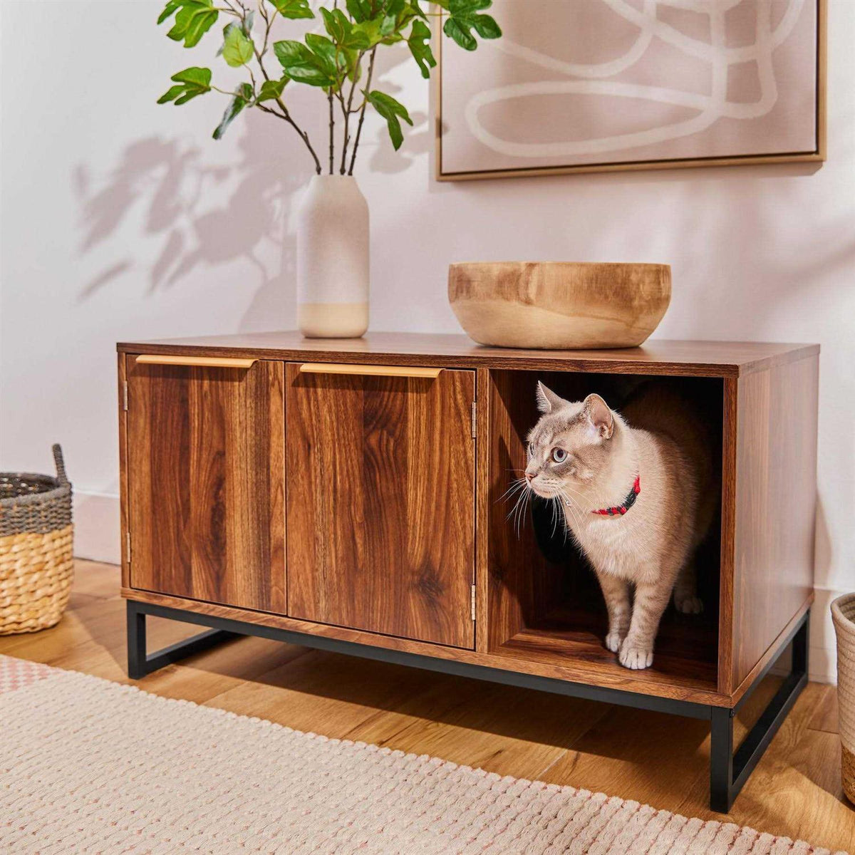 Two Door Bench Cat Litter Box Cover V961