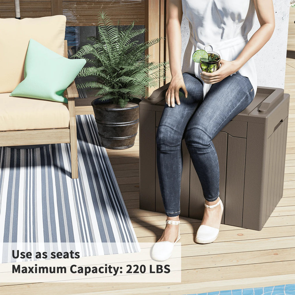 Black 32 Gallon Outdoor Resin Deck Box with Seat R3545