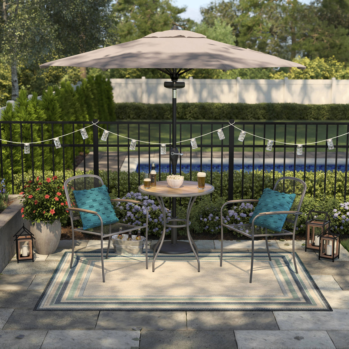 3PC Gray Frame Bistro Patio Set M8055