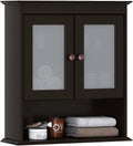 Espresso Wood Wall Cabinet with Glass Doors X89360