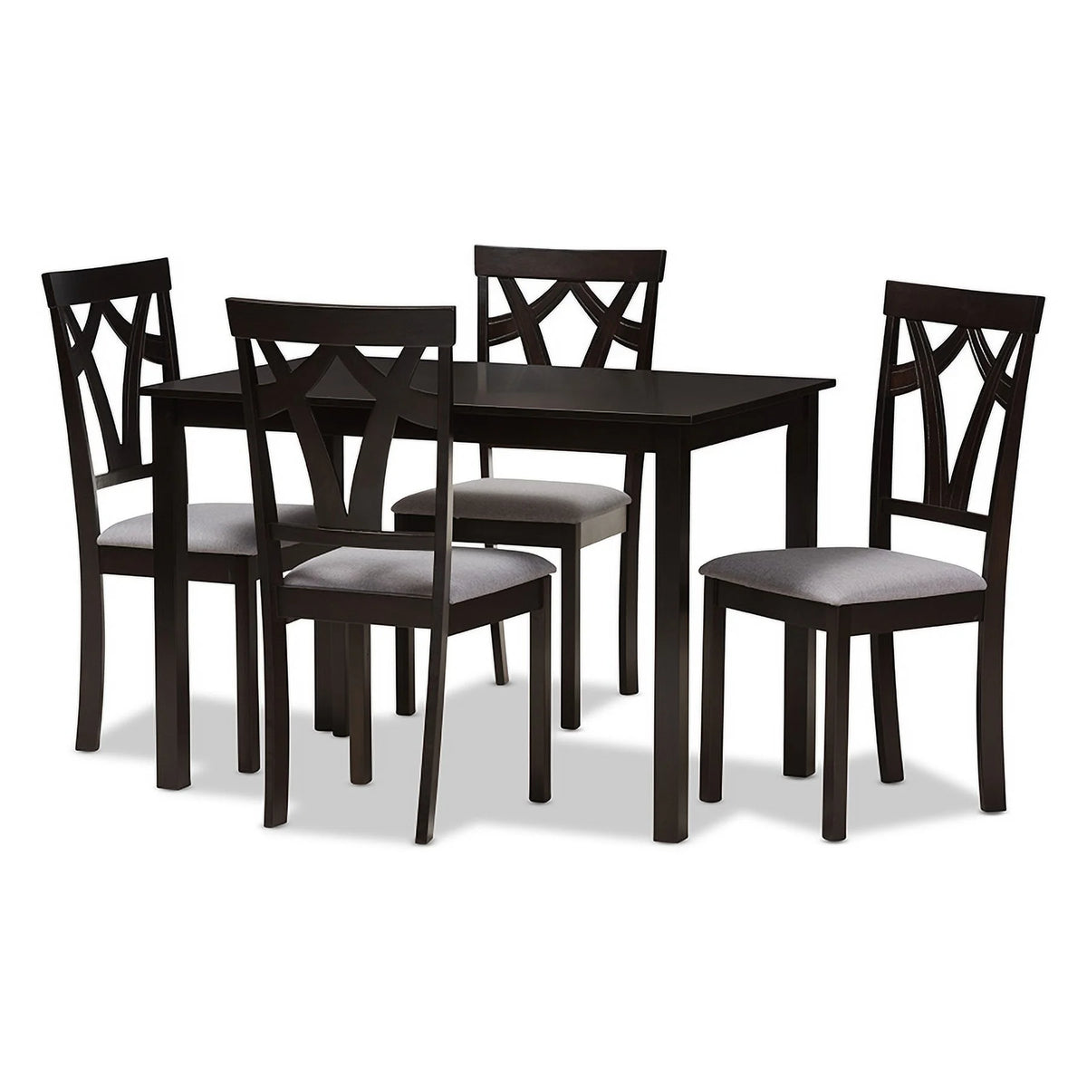 Grey Fabric Upholstered 5-Piece Dining Set D179827