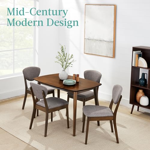 5-Piece Dining Set with 4 Chairs, Padded Seats & Backrests, Wooden Frame - Charcoal/Walnut P8100