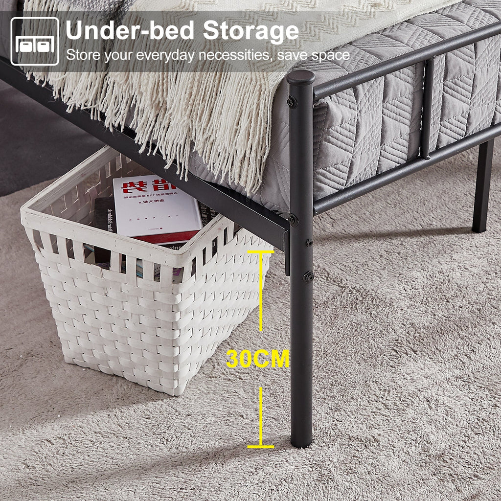 Twin Size Black Metal Platform Bed Frame with Headboard and Footboard N447